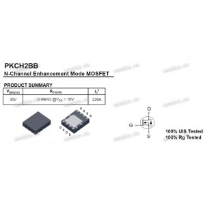 Транзистор NIKOS, NIKO-SEM, Unikc PKCH2BB, PKCH288, PKCH2BBAS PDFN 5x6P, QFN-8 (Asus p/n: 07005-A0990000, 07005-A0990100) NEW original N-Channel Enhancement Mode Field Effect Transistor 229A 30V 0,99Ohm