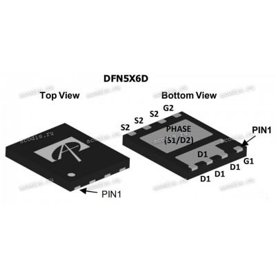 Микросхема Alpha&Omega AON6962 DFN5x6A, DFN 5x6D Dual Asymmetric N-Channel MOSFET 30V 30A