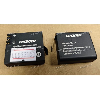 АКБ Digma DiCam 810, 850 (DC-L1, DC850, 3,7v, 33*30*11 мм с 2-мя скруглениями углов, 900mAh) SP14676 взаимозаменяем с #33154 SP23944