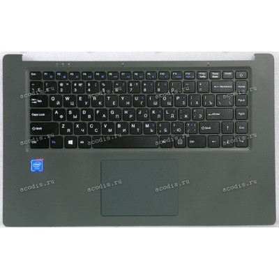 Keyboard Digma EVE 15 C407 ES5054EW, EVE 15 C413 ES5059EW + topcase SP13691, SP14255 (MB30011008 YJ-878, MB30011008 YXT-NB93_154) без тачпада(Black/Silver/Matte/RUO) черная матовая русифицированная с серым топкейсом