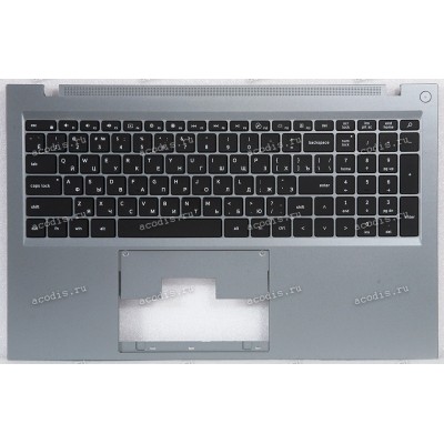 Keyboard Digma Pro Fortis M DN17P3-8CXN01, DN17P3-ADXW01 + topcase (NS14IC-819R X317F US) SP28666 (Black/Silver/Matte/RUO/LED) черная матовая русифицированная с серебристым топкейсом с подсветкой                            