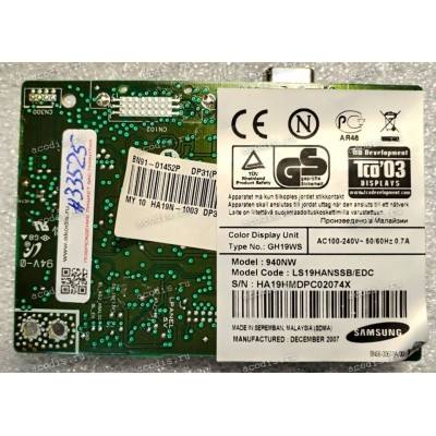 Mainboard Samsung 17,0" 1280x1024 740NW, 19,0" 1280x1024 940NW BN91-01452P (LS19HANSSB/EDC, BN41-00816A, HA19N9BJa) отсутствует DVI-D разъём