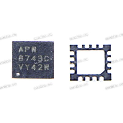 Микросхема Anpec APW8743C, 8743C, APW8743CQBI-TRG QFN-16, TQFN3x3 16B DOWN CONVERTER (Asus p/n: 06018-03800000) NEW original HV Dual Channels POL for Intel TGL VNN & V1P05A