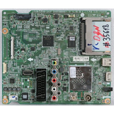 Mainboard LG 32LB561V, 42LB620V ? (EBU62356101, LC43B/LD43B/LB43T EAX65388006 (1.0), L14-TU3701, EBL61400501 TDJM-G101D, 4D2L007E-0001) Chips LG XD ENGINE LGE2134, Toshiba TC58NVG0S3…., TAS5733