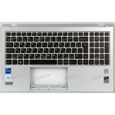 Keyboard Machenike MachCreator-E Intel Gen 11 MC-Ei511300HF60HSMS0R2, MC-Ei711370HF60HSMS0R2 + topcase чёрная в серебристом топкейсе (6-39-NS513-011-M, 6-78-NS51MU02-011-HL1 8-BJBBKJE, 6-39-NS512-011, 6-39-NS502-01C-1, 6-39-NS502-03 1, 6-39-NS502-05 1, WG