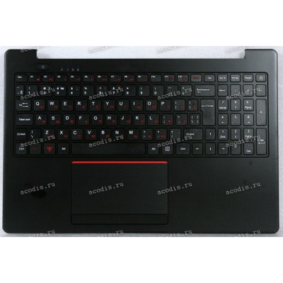 Keyboard Гравитон Н15И-К2, Н15И-ТП, Machenike 15, ThundeRobot 15 + topcase чёрная в чёрном топкейсе с тачпадом, колонками, БЕЗ подсветки (AMR12869-G4-X6) русифицированная original возможно так-же ICL RAYbook Si1514, Si1512, Rikor R-N-H-CPU-D-M-PSU-C, Shan