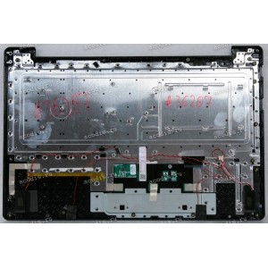 Keyboard Гравитон Н15И-К2, Н15И-ТП, Machenike 15, ThundeRobot 15 + topcase чёрная в чёрном топкейсе с тачпадом, колонками, БЕЗ подсветки (AMR12869-G4-X6) русифицированная original возможно так-же ICL RAYbook Si1514, Si1512, Rikor R-N-H-CPU-D-M-PSU-C, Shan