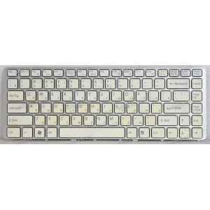 Keyboard Sony VGN-NW белая матовая в серебристой рамке русифицированная (p/n: 148737941, A1736534A, 012-003a-1367) 