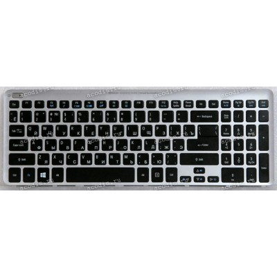 Keyboard Acer Aspire 5755G, 5830T, 5830G, V5-571 чёрная на сером русифицированная (NSK-R3KBW, 9ZN8QBWKK0R))