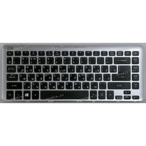 Keyboard Acer V5-431P чёрная на серебре, русифицированная (904TU07Y0R, MP-11F73SU-4424W, 604TU4000)