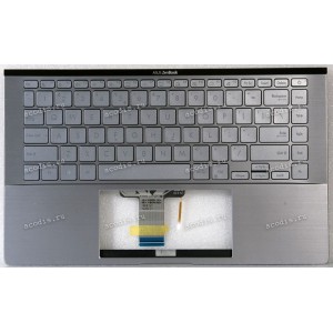 Keyboard Asus UX434IQ-2G серый металлик нерусифицированная (90NB0R89-R31UI0, 13N1-BFA0801, 13N1-BFM0101, 9Z.NH9LN.001)+Topcase
