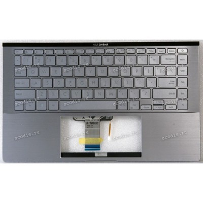 Keyboard Asus UX434IQ-2G серый металлик нерусифицированная (90NB0R89-R31UI0, 13N1-BFA0801, 13N1-BFM0101, 9Z.NH9LN.001)+Topcase