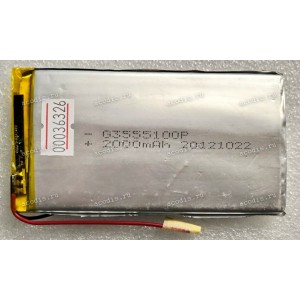 АКБ Li-Pol 3,7V 2000mAh 100x55x3,5 mm с контроллером 2 pin (G3555100P) new (и реально честная ёмкость в отличии от :-)