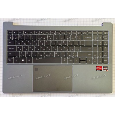 Keyboard Digma Pro Sprint N DN15R7-ADXW03, DN15R5-ADXW05, DN15R7-ADXW03 + topcase (MB3335001 F0121-001 VER:A, SP42110)(Black/Grey/Matte/RUO/LED) черная матовая русифицированная с темно-серым топкейсом с подсветкой