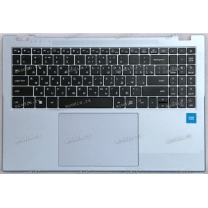 Keyboard Digma EVE P5852 DN15N2-ADXW01 + topcase NP15KR-G (SP43849) (Black/Silver/Matte/RUO) черная матовая русифицированная с серебристым топкейсом