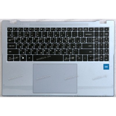 Keyboard Digma EVE P5852 DN15N2-ADXW01 + topcase c Тачпадом (NP15KR-G, SP43849) (Black/Silver/Matte/RUO) черная матовая русифицированная с серебристым топкейсом