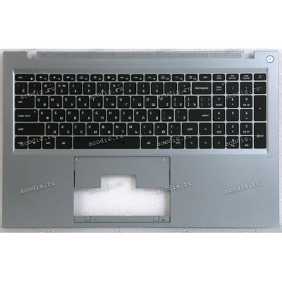 Keyboard Digma Pro Fortis M DN17P3-8CXN01, DN17P3-ADXW01 + topcase (NS17IC-819R X317F US, SP28867) (Black/Silver/Matte/RUO/LED) черная матовая русифицированная с серебристым топкейсом с подсветкой