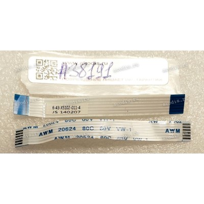 FFC шлейф 6 pin прямой, шаг 1.0 mm, длина 60 mm DNS W370ET (p/n: 6-43-X5102-011-4)