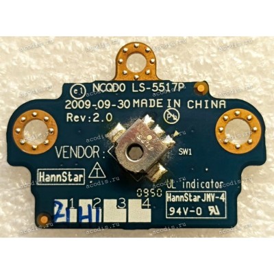 Volume control Board Acer Aspire 5942G-728G64, 5940 (p/n 5940 LS-5517P Rev:2.0) Sub & Various Board (Плата регулировки громкости)