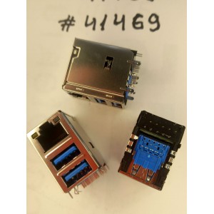 Разъём Combo JACK USB3.0/LAN W/LED GIGA TRA (Asus p/n: 12G142011326) FOXCONN JFM38U1M-B309-4F