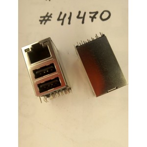 Разъём Combo MODULAR JACK USB/LAN W/LED TRA (Asus p/n: 12G14263322R) FOXCONN JFM38U1M-21A4-4F