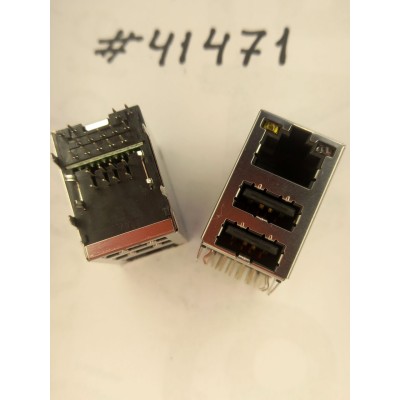 Разъём Combo JACK USB/LAN W/LED GIGA W/TRA (Asus p/n: 12G142833221) SPEEDTECH P25B158MP9R9
