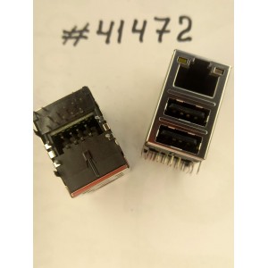 Разъём Combo MODULAR JACK USB/LAN W/LED TRA (Asus p/n: 12G14283322T) FOXCONN JFM38U1M-F1GC-4F