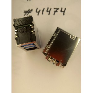 Разъём Combo JACK USB3/LAN G/F LED GIGA TRA (Asus p/n: 12014-00061400) FOXCONN JFM38U1M-B3VL-4F