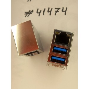 Разъём Combo JACK USB3/LAN G/F LED GIGA TRA (Asus p/n: 12014-00061400) FOXCONN JFM38U1M-B3VL-4F