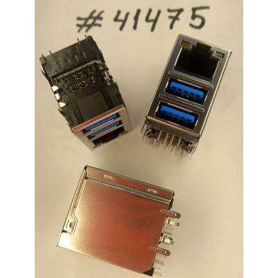 Разъём Combo LAN+2USB3 30P G/F WO/TRA (Asus p/n: 12014-00660500) FOXCONN JMP1NU1-RB3M3-4F