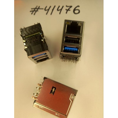 Разъём Combo LAN+2USB3.0 32P G/F (Asus p/n: 12014-00661000) FOXCONN JFM38U1M-B3VY-4F