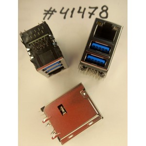 Разъём Combo LAN+2USB3.0 32P G/F TRA (Asus p/n: 12014-00660900) FOXCONN JFM38U1M-B3VT-4F