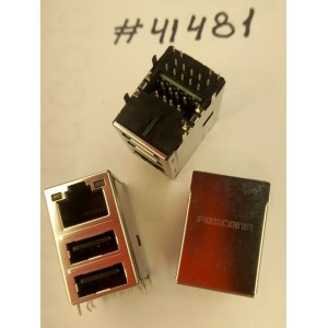 Разъём Combo LAN+2USB2.0 22P G/F (Asus p/n: 12014-00671400) FOXCONN JFM38U1M-F1VE-4F