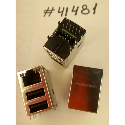 Разъём Combo LAN+2USB2.0 22P G/F (Asus p/n: 12014-00671400) FOXCONN JFM38U1M-F1VE-4F