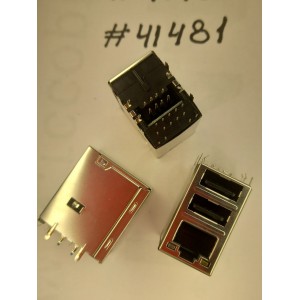 Разъём Combo LAN+2USB2.0 22P G/F (Asus p/n: 12014-00671400) FOXCONN JFM38U1M-F1VE-4F