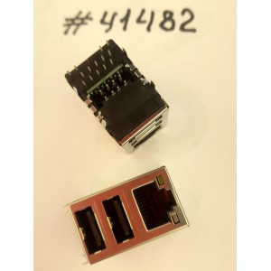 Разъём Combo LAN+2USB2 22P G/F TRA SI (Asus p/n: 12014-006714SI) FOXCONN JFM38U1M-F1VE-4F