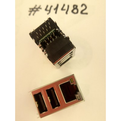 Разъём Combo LAN+2USB2 22P G/F TRA SI (Asus p/n: 12014-006714SI) FOXCONN JFM38U1M-F1VE-4F