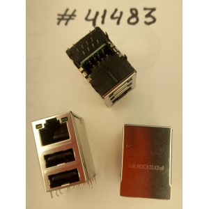 Разъём Combo LAN+2USB 20P G/F WO/TRA(Asus p/n: 12014-00750000) FOXCONN JMP1NU1-RB2M1-4F
