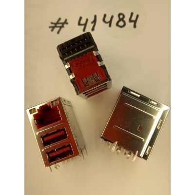 Разъём Combo LAN+2USB3.1 32P G/F RED (Asus p/n: 12014-00740600) LOTES AJKM0011-K004C10
