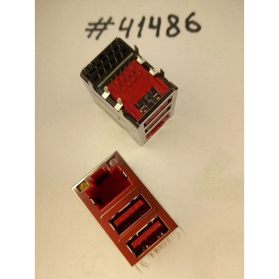 Разъём Combo LAN+2USB3.1 32P G/F RED (Asus p/n: 12014-00740300) LOTES AJKM0011-K003C10