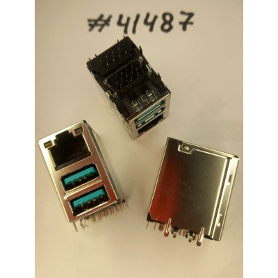 Разъём Combo LAN+2USB3.1 30P G/F WO/TRA (Asus p/n: 12014-00830700) FOXCONN JMP1NU1-RB3M6-4F