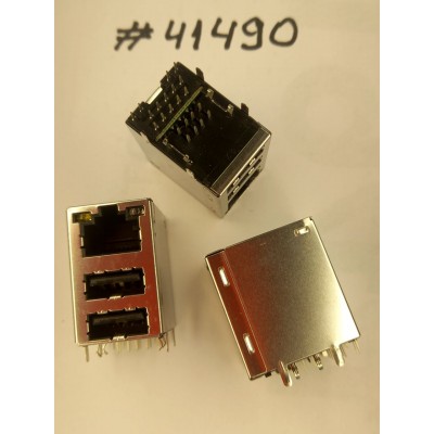 Разъём Combo JACK USB/LAN W/LED GIGA W/TRA (Asus p/n: 12G14283322S) SPEEDTECH P25BA58MP9R9