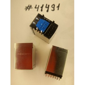 Разъём Combo JACK USB3.0/LAN W/LED GIGA TRA (Asus p/n: 12G142011325) FOXCONN JFM38U1M-B308-4F
