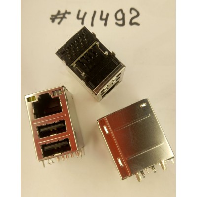 Разъём Combo JACK USB/LAN W/LED GIGA W/TRA (Asus p/n: 12G142333227) UDE RU4-181A9WGF