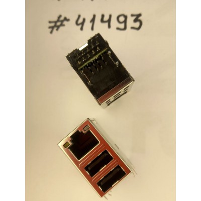 Разъём Combo JACK USB/LAN W/LED GIGA W/TRA (Asus p/n: 12G14201322F) FOXCONN JFM38U1M-21GS-4F