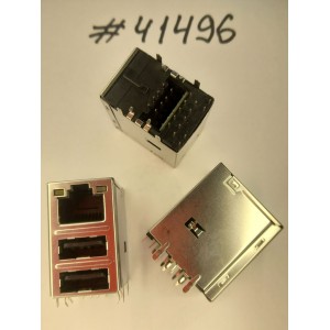 Разъём Combo JACK USB/LAN G/F LED GIGA TRA (Asus p/n: 12014-00062100) FOXCONN JFM38U1M-F1GR-4F Разъём Combo JACK USB/LAN G/F LED GIGA TRA (Asus p/n: 12014-00062100) FOXCONN JFM38U1M-F1GR-4F
