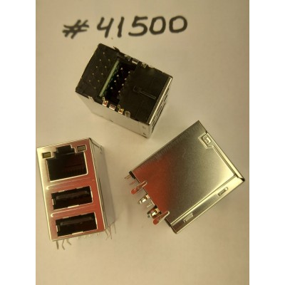 Разъём Combo JACK USB/LAN G/F LED GIGA TRA (Asus p/n: 12014-00061500) FOXCONN JFM38U1M-F1GL-4F