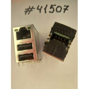 Разъём Combo JACK USB/LAN W/LED 10/100 TRA (Asus p/n: 12G14233322Y) FOXCONN JFM24U11-21C3-4F Разъём Combo JACK USB/LAN W/LED 10/100 TRA (Asus p/n: 12G14233322Y) FOXCONN JFM24U11-21C3-4F