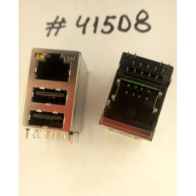 Разъём Combo JACK USB/LAN W/LED 10/100 TRA (Asus p/n: 12G142033237) SPEEDTECH P25-157-P1Z6 <G>