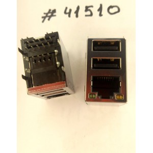 Разъём Combo JACK USB/LAN W/LED 10/100 TRA (Asus p/n: 12G14253322D) SPEEDTECH P12-P63-41K9